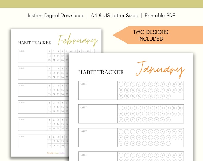 Monthly Habit Tracker Printable Circular, Routine Checklist, Habit ...