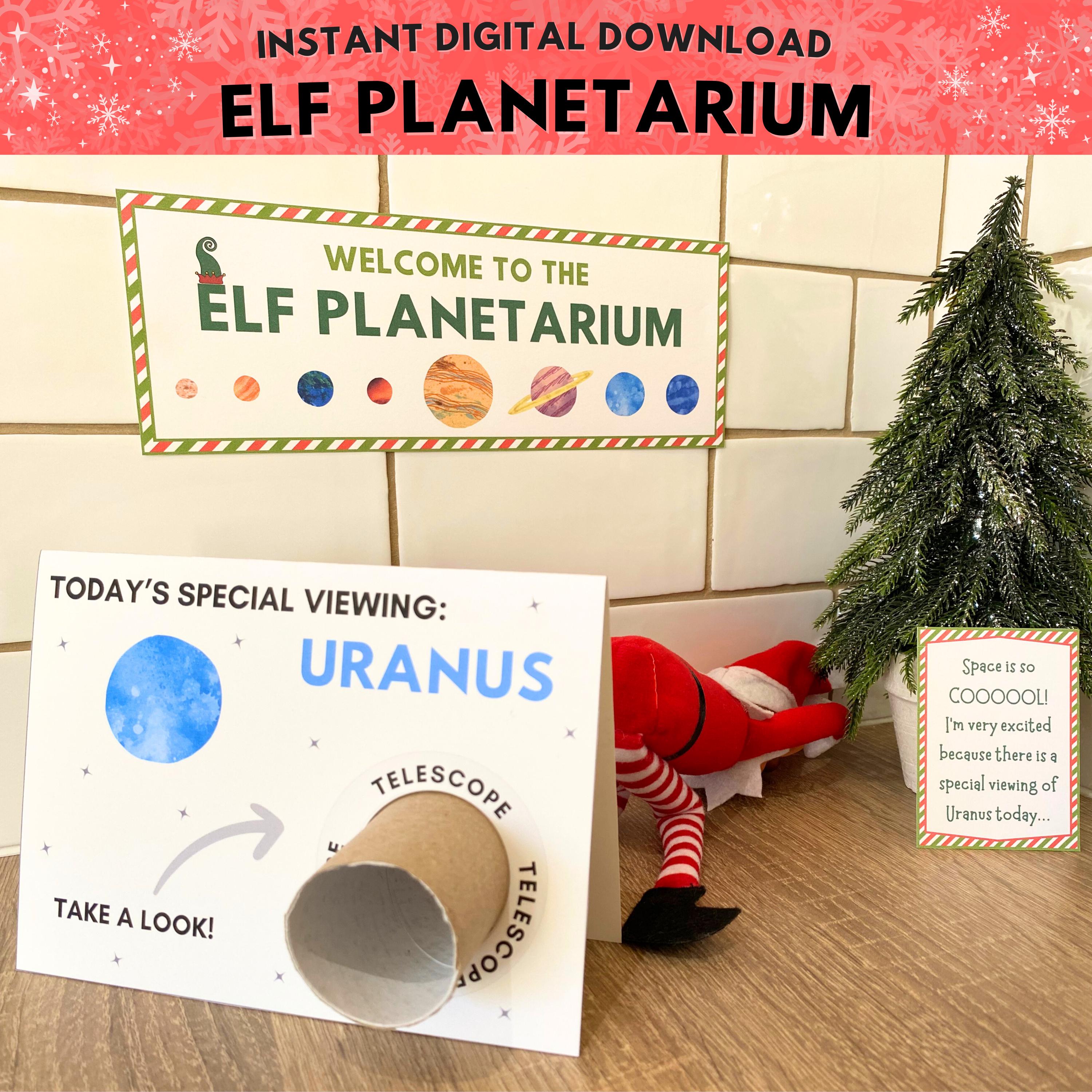 printable elf planetarium props, elf uranus props, elf science