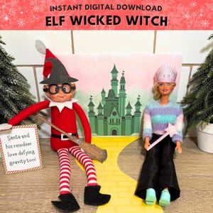 Wicked Witch Elf Props Printable, Elf Wicked and Popular Witches Scene, Instant Digital Download PDF Elf Scene