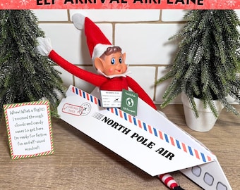 Printable Elf Arrival Airplane: A4 Size and US Letter Size Instant Digital Download Elf Arrival Props