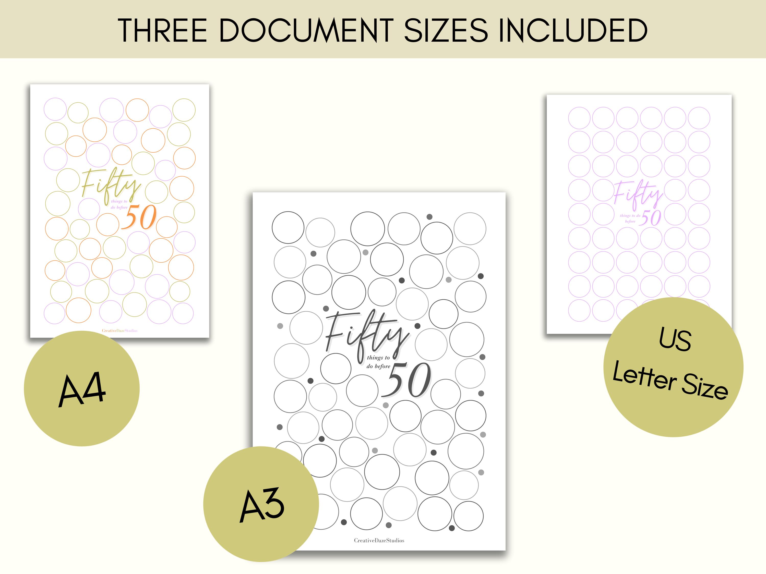 Fifty Before 50 Bucket List, Printable PDF, 50 Before 50 List, 40s ...