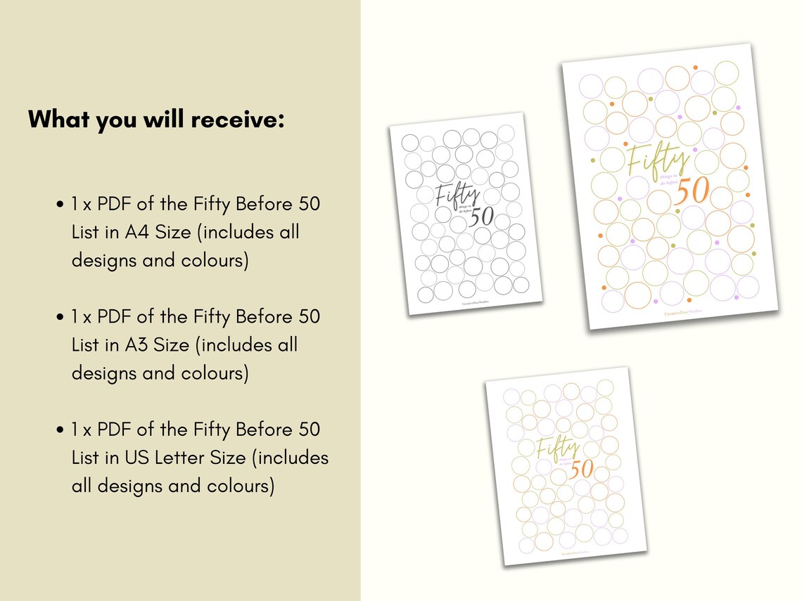 Fifty Before 50 Bucket List, Printable PDF, 50 Before 50 List, 40s ...