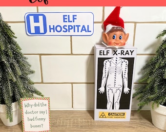 Acessórios de raio-X de elfo para impressão, Cena de médico elfo de Natal, Cena de hospital elfo de Natal, Ideias engraçadas de elfo, Download digital instantâneo de cena de elfo em PDF