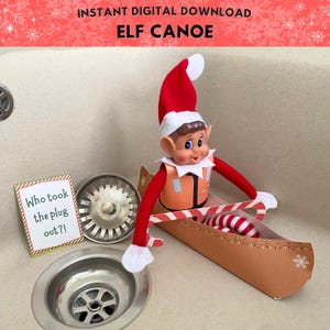 Printable Elf Canoe Props, Printable Christmas Elf Life Jacket and Candy Cane Oar Props, Funny Elf Ideas, Instant Digital Download Elf Scene