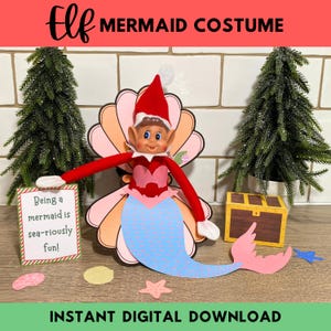 Druckbare Elf Meerjungfrau Requisiten, Weihnachtself Meerjungfrau Kostüm, Elf Meermann, einfach Elf Idee, Elf Zubehör, Sofortiger digitaler Download Elf Szene