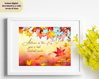 Fall Quote Print, Elegant Autumn Wall Decor, Autumn Quote Print Sign, Above Couch Fall Artwork Print, Literary Wall Art, Affordable Artwork