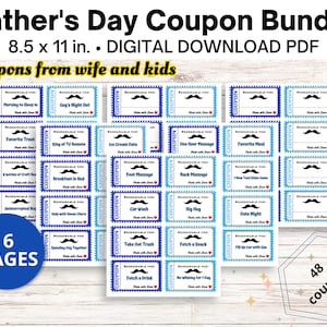 Druckbare Vatertags-Gutscheine für Vater-Bundle, Vatertags-Geschenk von Frau und Kindern, Last-Minute-Vatertags-Idee, INSTANT DOWNLOAD