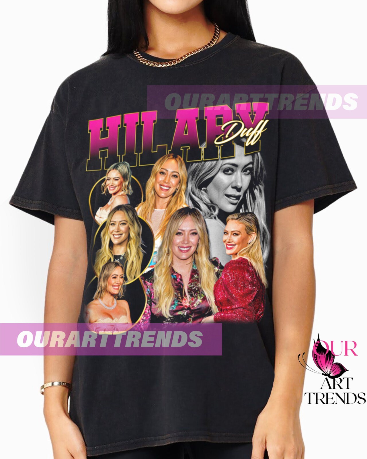 Hilary Duff Actor Movie Drama Television Series Fans Gift T-shirt Retro Vintage Bootleg Graphic Tee Hoodie Sweatshirt Unisex OR215