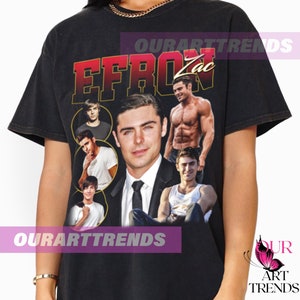 Zac Efron Actor Movie Drama Television Series Fans Gift T-shirt Retro Vintage Bootleg Graphic Tee Hoodie Sweatshirt Unisex OR206