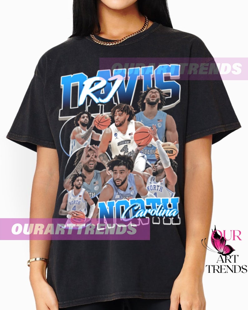 RJ Davis T-shirt Basketball Player MVP Slam Dunk Merchandise Bootleg Vintage Classic Graphic Tee Unisex Sweatshirt Hoodie Gift RJDV1 Black
