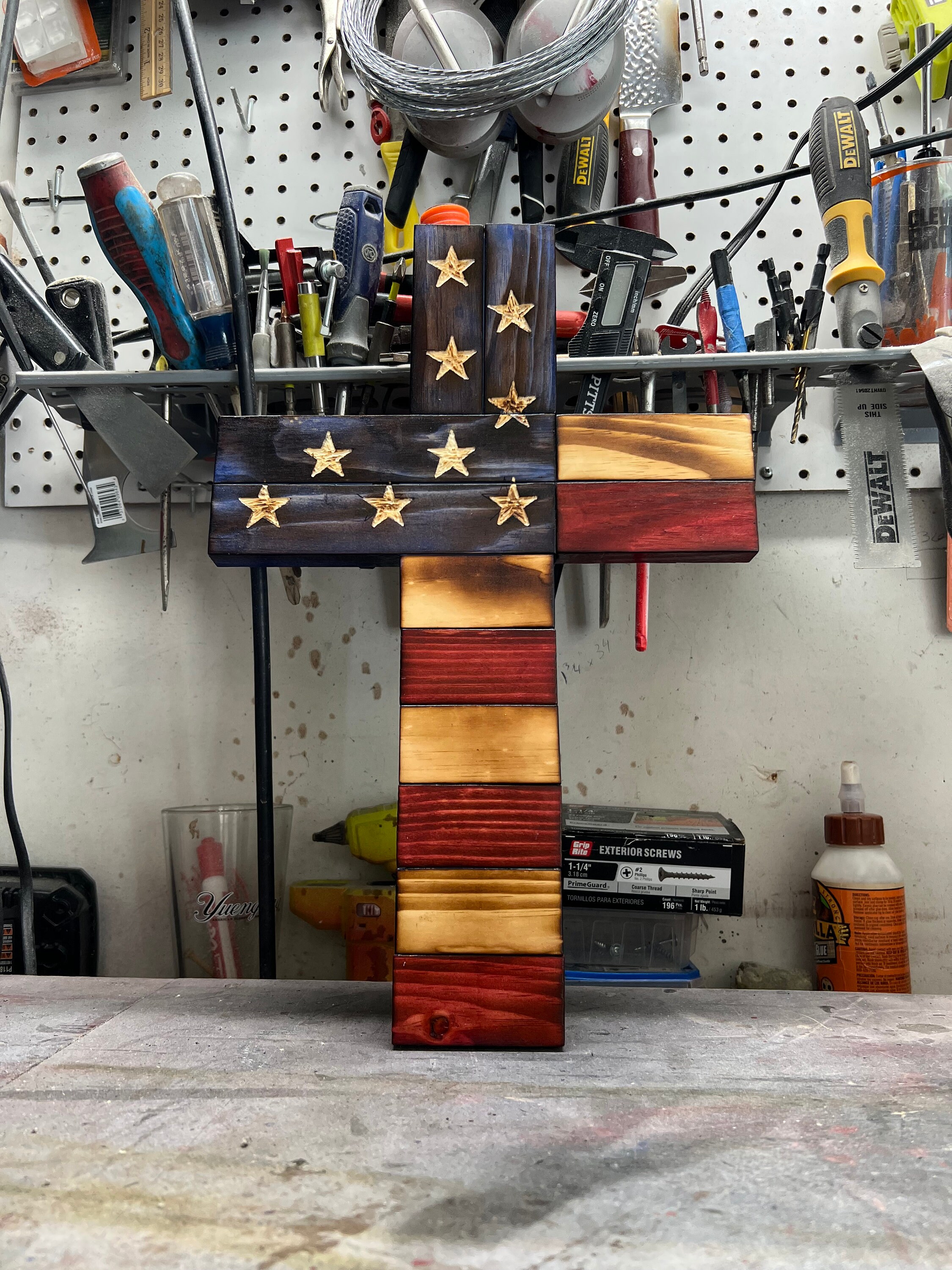 Wooden American Flag Cross Etsy