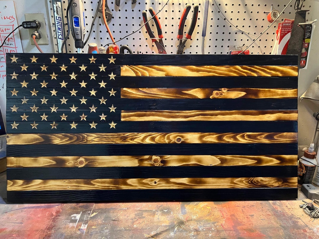 Rustic Wooden American Flag Etsy