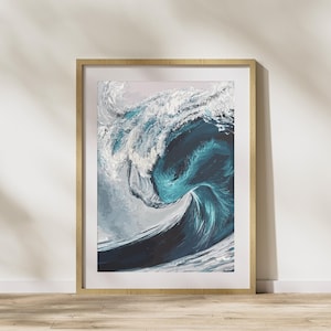 Arte de pared azul marino / Arte abstracto azul / Ola azul oscuro / Ola azul abstracta / Impresiones de surf / Arte de la pared del océano /Cartel del océano/Descarga digital