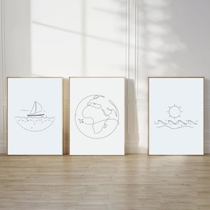 Minimalist Wall Art | Wave Line Art | Ocean Waves | Continuous Line Drawing | Ocean Wave Prints | Abstract Earth Line Art | DIGITAL DOWNLOAD