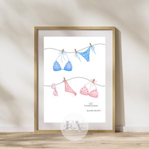 Bikini Art Print, Coquette Aesthetic, Endless Summer, Girl Laundry, Coconut Girl Poster, Hanging Bikini Print, Endless Summer Wall Art