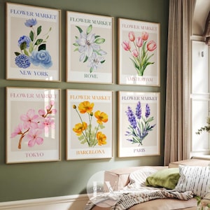 Flower Market Print Set (6): Botanical Gallery Wall Art (Digital Download)