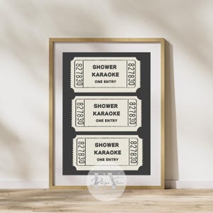 Shower Karaoke Ticket Print: Retro Bathroom Art (Digital Download)