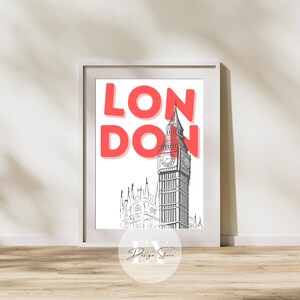Vintage London Art Print: Retro British Travel Poster (Digital Download)
