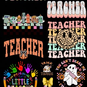 22x36 Pre-Made Teacher Gang Sheet, DTF Transfer, Pre-Themed Gang Sheets, Themed Gang Sheet, Vibrant Transfers, Hot Peel, School, Occupation
