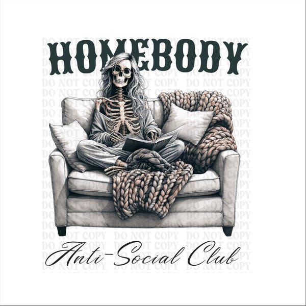 Homebody Anti-Social Club DTF Transferencia, Listo para Prensa