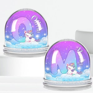 Custom Unicorn Snow Globe Kids Gift, Personalized Snowglobe Christmas Gift, New Baby Birthday Gift, Glitter Globe Children Memory Snow Globe