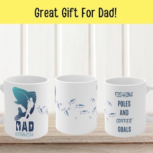 Personalized Dad Fishing Mug Gift, Custom Coffee Mug for Dad, Fathers Day Gift, Fishing Coffee Cup, Fish Coffee Mug Gift for Dad, Dad Gift