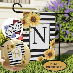 Personalized Monogram Sunflower Garden Flag, Spring Garden Flag, Summer Garden Flag, Porch Decor, Entry Flag, Yard Decor, Housewarming Gift