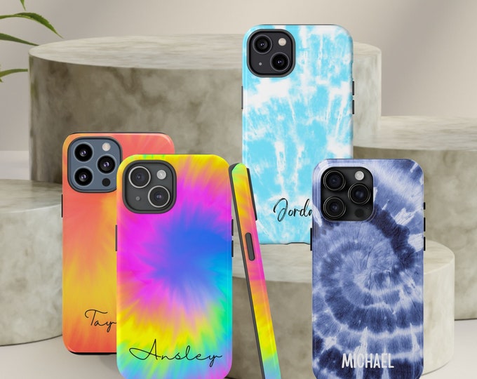 Personalized Name Tie Dye Phone Case, Custom Teen iPhone Case, Teen Birthday Gift, Cell Phone Case Gift, Kids Phone Case, Dad Gift, Mom Gift
