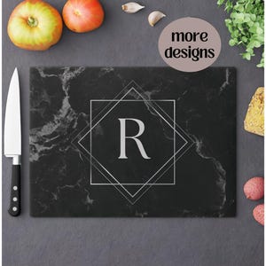 Personalized Cutting Board Glass Chopping Board, Custom Wedding Gift, Housewarming Gift, Monogram Cutting Board, Mom Gift, Charcuterie Board