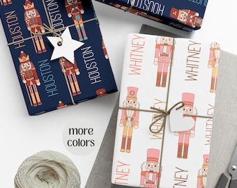 Nutcracker Christmas Wrapping Paper Personalized Name Gift Paper Custom Kids Wrapping Paper Personalized Gift Children Fun Xmas Wrapping