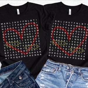 Personalized Word Search Shirt Gift, Custom Name Shirt, Name Puzzle Shirt Anniversary Gift, Kids Shirt Gift Mom Dad Couple Shirt Valentines