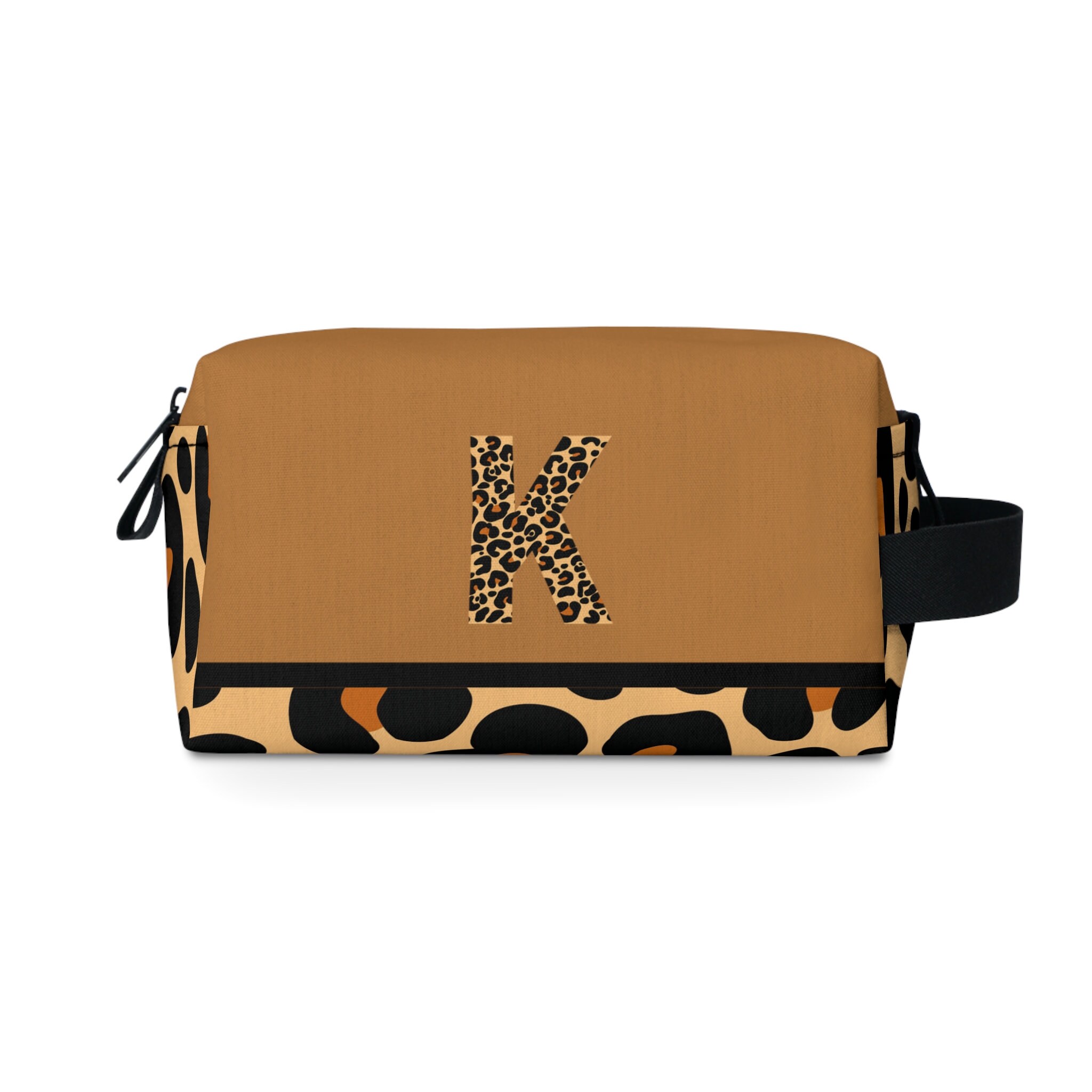 Custom Monogram Name Cheetah Print Toiletry Accessory Bag, Personalized
