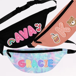 Personalized Kids Fanny Pack | Custom Name Monogram Toiletry Bag | Kids Gift Belt Bag | Kids Mini Fanny Pack | Crossbody Name Travel Bags