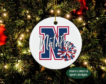 Custom Cheerleader Ornament, Personalized Sports Balls Christmas Ornament, Cheer Ornament Team Gift, Custom Cheer Name Gift, Team Group Gift