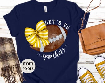 Cute Bow Coquette Football Mom Shirt, Custom Sports Mom Gift, Gameday Shirt, Football Gift Shirt, Football Bow Tee, Custom Mascot Bow Shirt