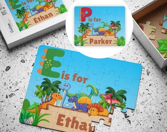 Kids Personalized Dinosaur Jigsaw Puzzle, Learning Toys, Birthday Gifts for Boys, Stocking Stuffers, Gifts for Kids, Toddler Toys, Dino Toys