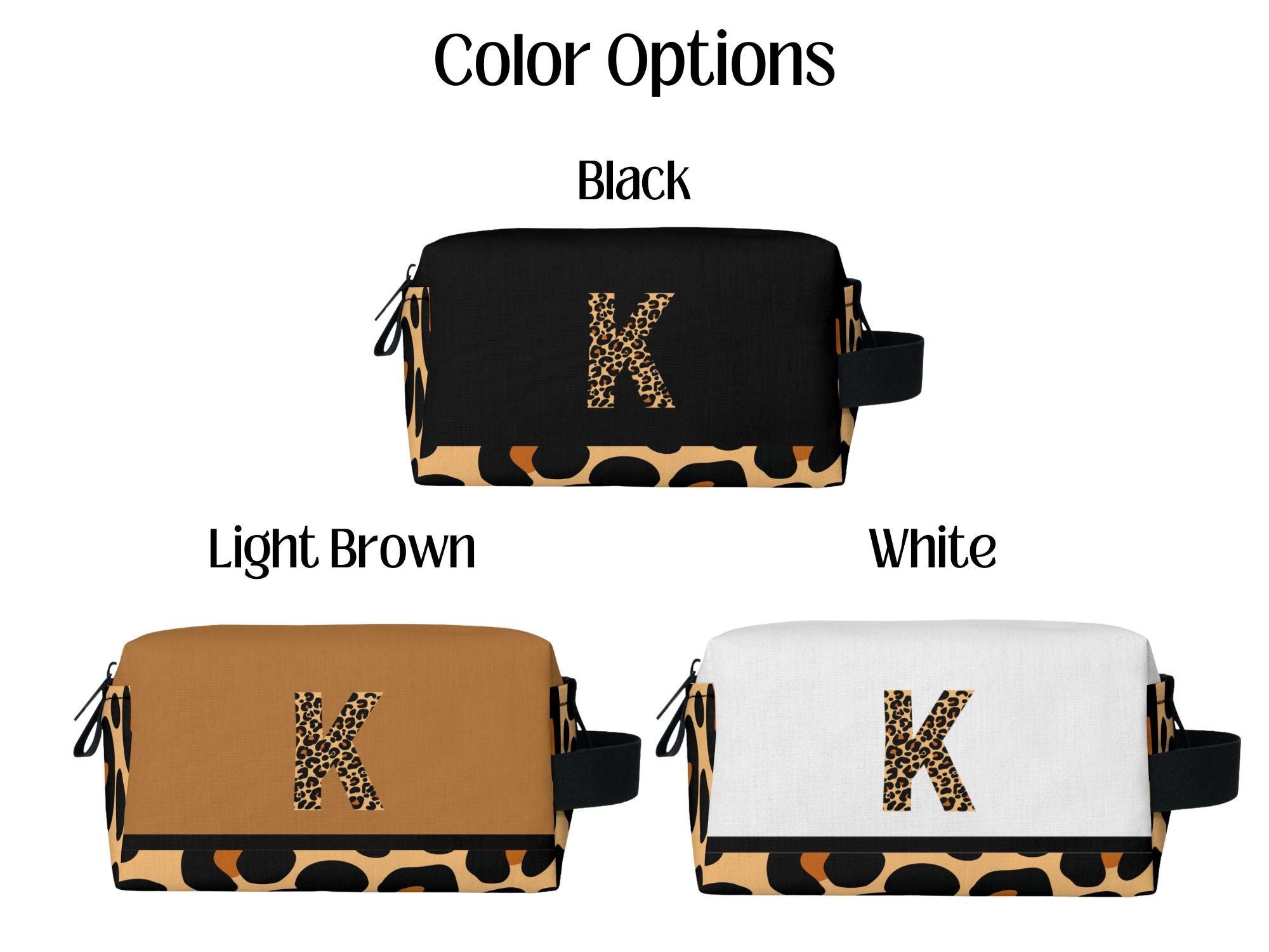 Custom Monogram Name Cheetah Print Toiletry Accessory Bag, Personalized