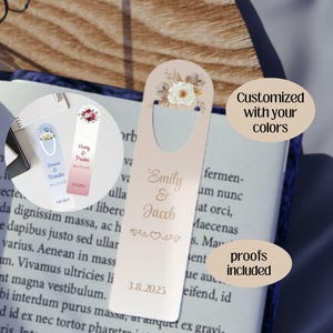 Personalized Floral Wedding Favor Bookmark, Custom Name Bookmark, Wedding Party Favor, Reader Gift, Engagement Keepsake, Bridal Party Gifts