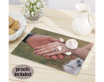 Custom Photo Glass Cutting Board Personalized Chopping Board, Custom Wedding Gift, Housewarming Gift, Photo Cutting Board, Charcuterie Board