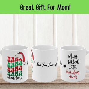 Personalized Mama Christmas Mug Gift, Custom Xmas Coffee Mug for Mom, Monogrammed Xmas Coffee Cup Gift, Santa Hat Coffee Mug Gift for Moms