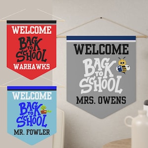 Back To School Classroom Banner, Teacher Name Sign, Custom Teacher Sign, Teacher Gift, Classroom Flag, Teacher Banner, School Door Flag Sign