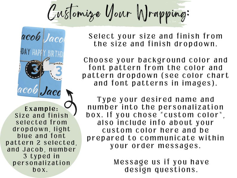 Custom Birthday Wrapping Paper Personalized Gift Paper, Custom Wrapping ...