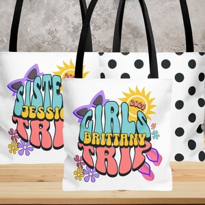 Custom Girls Trip Tote Bag, Sisters Trip Tote Bag, Bachelorette Party Favor bag, Wedding Gift Bag, Beach Tote Bag, Weekend Travel ToteBags