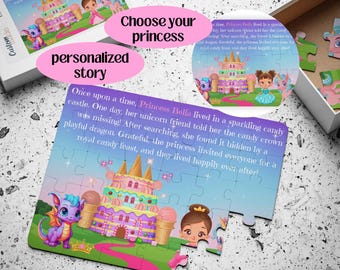 Princess Story Personalized Jigsaw Puzzle, Custom Story Time Learning Toy, Girl Birthday Gift, Stocking Stuffer, Gifts for Kids, Toddler Toy