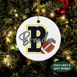 Personalized Football Ornament, Custom Sports Balls Christmas Ornament, Monogram Ball Ornament Gift, Team Gift, Team Ornament, Sports Gift