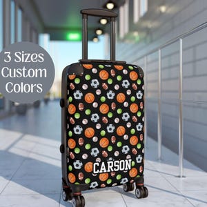 Personalized Kids Sports Balls Luggage Travel Bag Suitcase, Custom Sports Bag Gift, Child Overnight Bag, Kids Gift, Teen Gift, Toiletry Bag