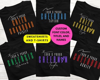 Personalized Loud Proud Cheerleader Competition Family Shirt, Cheer Group Shirt, Cheer Mom Shirt, Cheer Dad shirt, Cheerleader Name T-Shirts