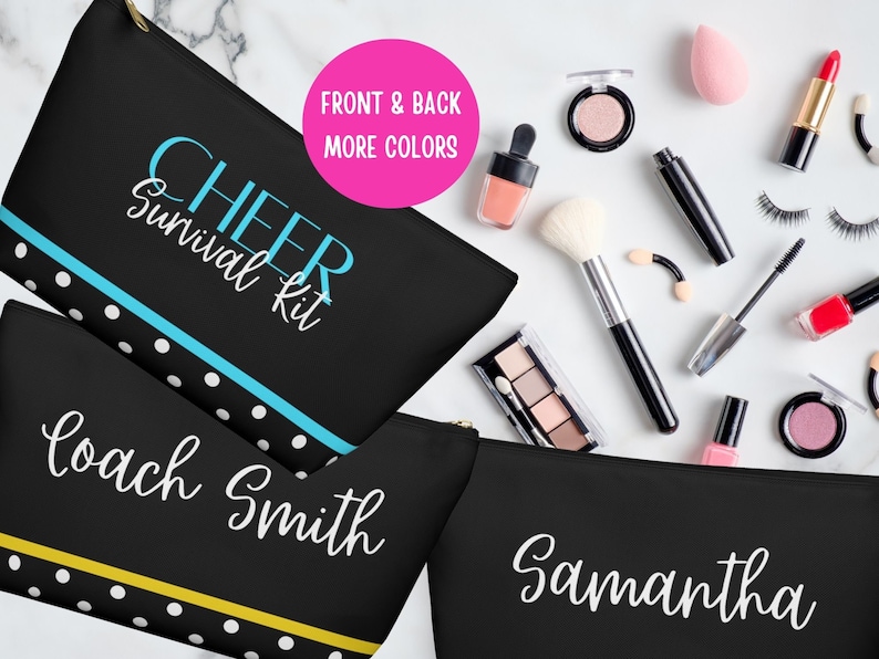 Cheerleader Personalized Makeup Cosmetic Travel Accessory Bag, Cheer Cosmetic Tote Bag Gift, Cheer Team Makeup Bags, Cheer Mom Makeup Bags