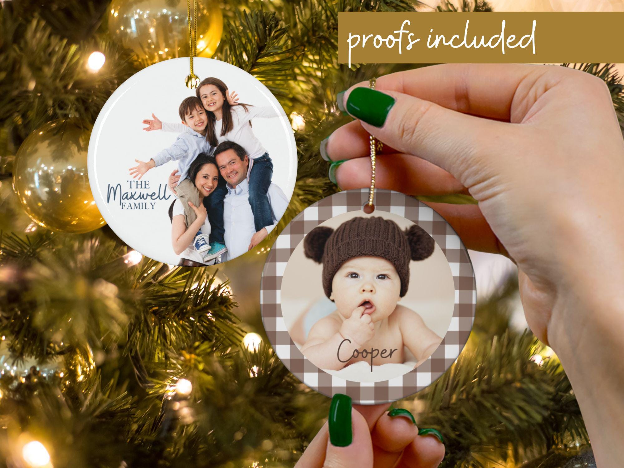 Custom Photo Christmas Ornament Two-Sided, Family Name Ornament Gift, Christmas Keepsake Gift, Your Image Ornament, Teacher Gift, Xmas Decor