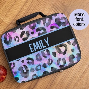 Cute Personalized Animal Print Lunch Bag Gifts, Monogrammed Women Lunch Box, Custom Teen Girl Bag For Food Container, Colorful Bagged Lunch